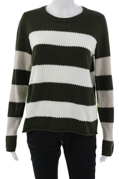 Lisa Todd Womens Green Striped Cotton Pullover Sweater Crew Neck Size S
