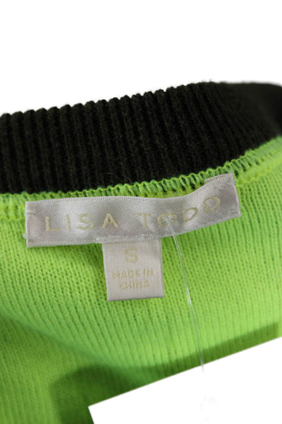 Lisa Todd Womens Green Striped Cotton Pullover Sweater Crew Neck Size S