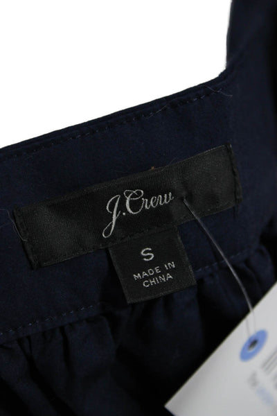 J Crew Womens Basic Dark Blue Cotton Square Neck Short Sleeve Blouse Size S