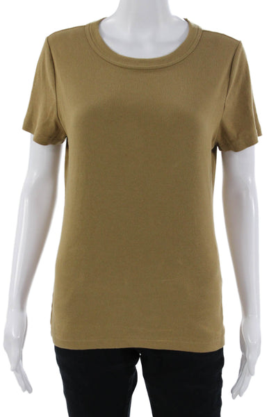 Banana Republic Women Basic Brown Crew Neck Short Sleeve T-Shirt Army Size M