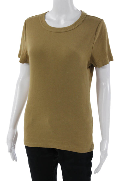 Banana Republic Women Basic Brown Crew Neck Short Sleeve T-Shirt Army Size M
