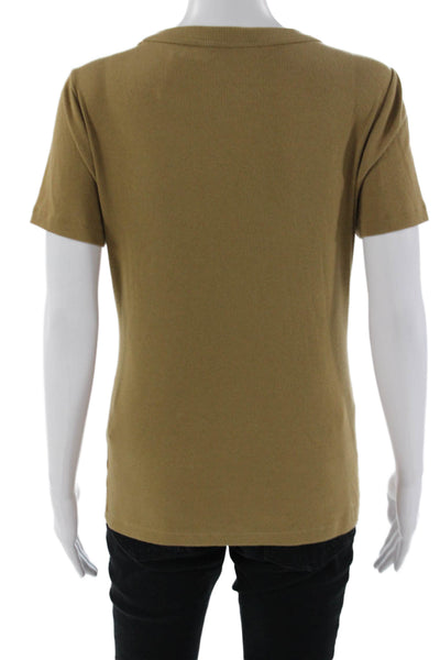 Banana Republic Women Basic Brown Crew Neck Short Sleeve T-Shirt Army Size M