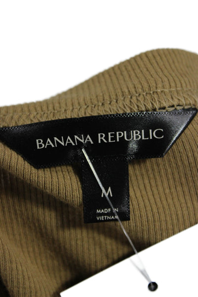 Banana Republic Women Basic Brown Crew Neck Short Sleeve T-Shirt Army Size M