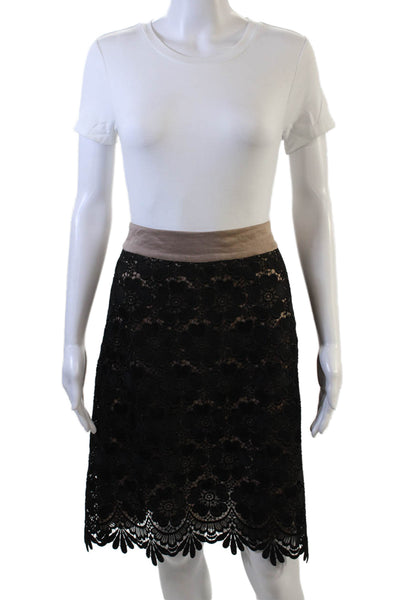 Kristina Ti Womens A-Line Floral Midi Skirt Beige Size L