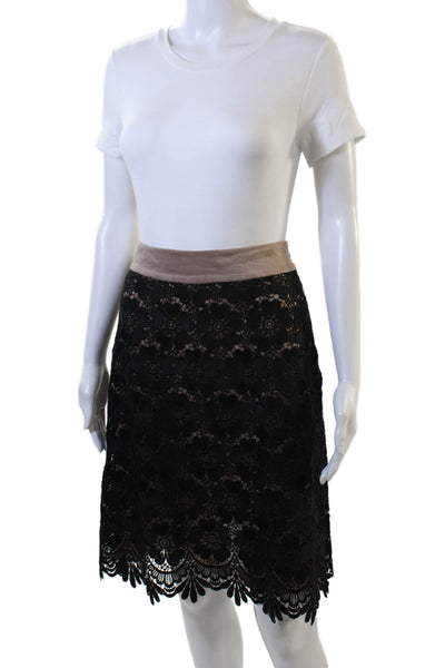 Kristina Ti Womens A-Line Floral Midi Skirt Beige Size L