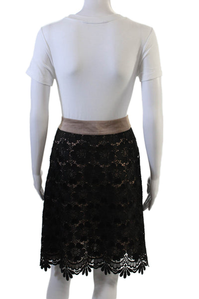 Kristina Ti Womens A-Line Floral Midi Skirt Beige Size L