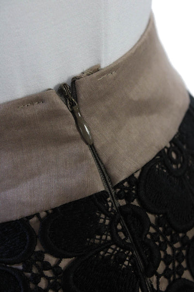 Kristina Ti Womens A-Line Floral Midi Skirt Beige Size L