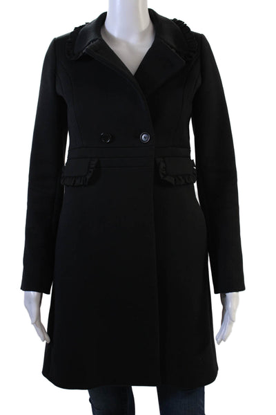 Paul & Joe Womens Collared Black Overcoat Button Closure Fall Size 34