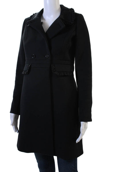 Paul & Joe Womens Collared Black Overcoat Button Closure Fall Size 34
