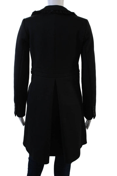 Paul & Joe Womens Collared Black Overcoat Button Closure Fall Size 34