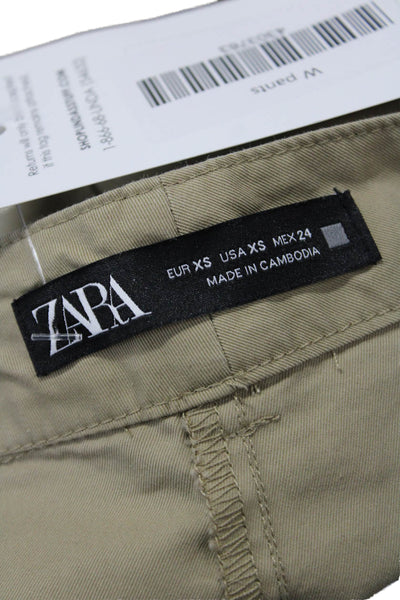 Zara Unisex Cargo Khaki Pants Beige Cotton Hook And Eye Army Size XS