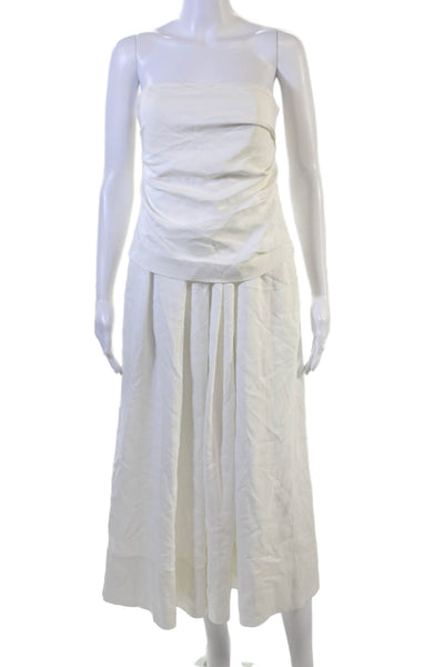 CO Women Midi Sleeveless White Dress Hook & Eye Viscose Classic Size 0
