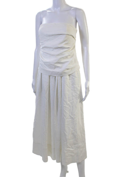 CO Women Midi Sleeveless White Dress Hook & Eye Viscose Classic Size 0