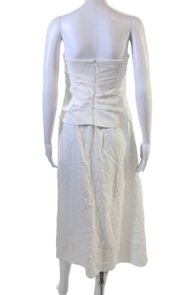 CO Women Midi Sleeveless White Dress Hook & Eye Viscose Classic Size 0