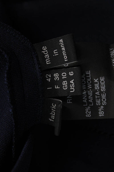 Derek Lam Women Dress Pants Dark Blue Wool Silk Blend Hook Eye Size 6