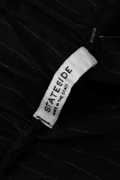 Stateside Womens Paperbag Ankle Pants Black Striped Cotton Drawstring Size XS