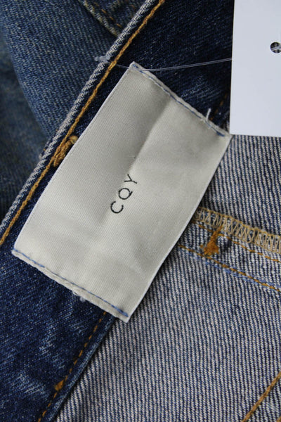 CQY Mens Cropped Straight Denim Jeans Dark Blue Mid Rise Size 26