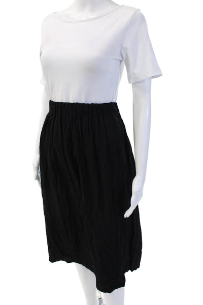 Vladimir Karaleev Womens Peasant Knee Length Skirt Black Viscose Size S
