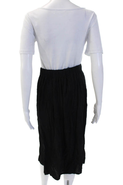 Vladimir Karaleev Womens Peasant Knee Length Skirt Black Viscose Size S