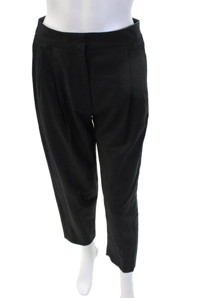 Stella McCartney Women Cropped Ankle Dress Pants Black Wool Silk Size 38