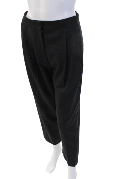 Stella McCartney Women Cropped Ankle Dress Pants Black Wool Silk Size 38