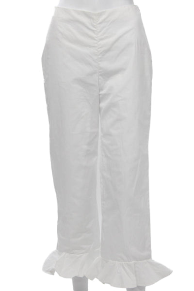 L'Academie Womens Ankle Cropped White Cotton Pants Zip Inseam 24 Size XS
