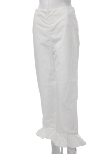 L'Academie Womens Ankle Cropped White Cotton Pants Zip Inseam 24 Size XS