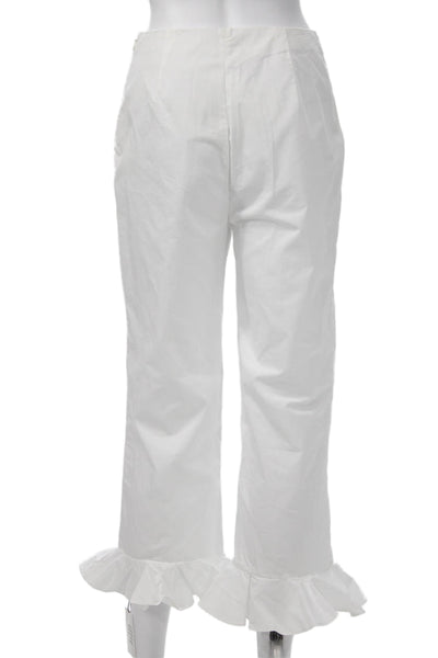 L'Academie Womens Ankle Cropped White Cotton Pants Zip Inseam 24 Size XS