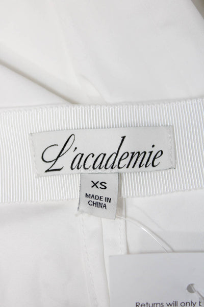 L'Academie Womens Ankle Cropped White Cotton Pants Zip Inseam 24 Size XS