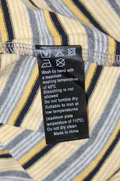 Lioness Women Cropped Yellow V-Neck T-Shirt Short Sleeve Cotton 90s Size S