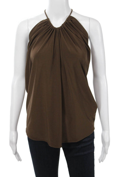 Zara Women Brown Sleeveless Tie Tank Top 96% Polyester Stretch Size S