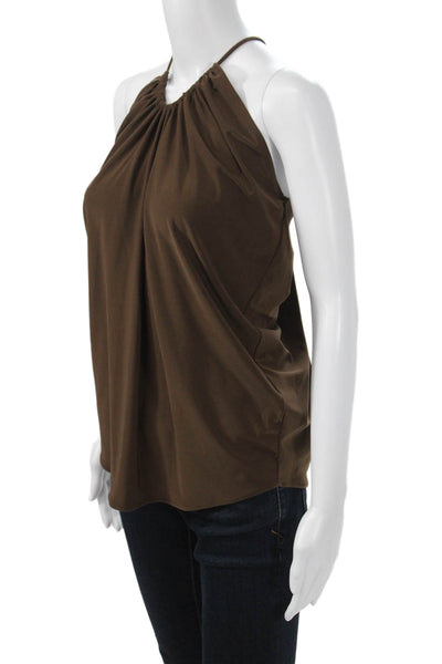 Zara Women Brown Sleeveless Tie Tank Top 96% Polyester Stretch Size S