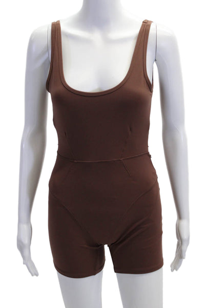 L Space Womens Brown Scoop Neck Sleeveless Jumpsuit Romper Size S