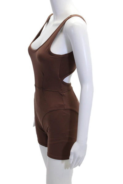 L Space Womens Brown Scoop Neck Sleeveless Jumpsuit Romper Size S