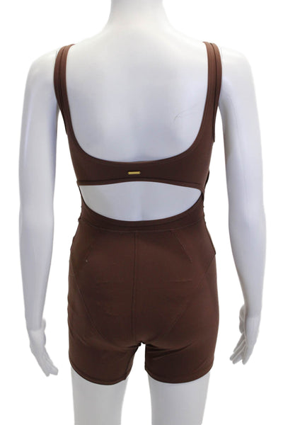 L Space Womens Brown Scoop Neck Sleeveless Jumpsuit Romper Size S