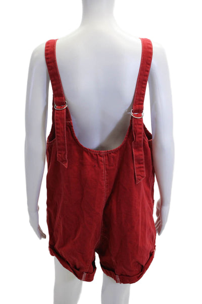 We The Free Womens Romper V Neck Sleeveless 100% Cotton Red Size M