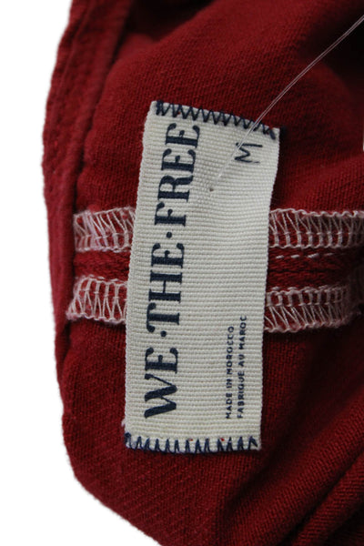 We The Free Womens Romper V Neck Sleeveless 100% Cotton Red Size M