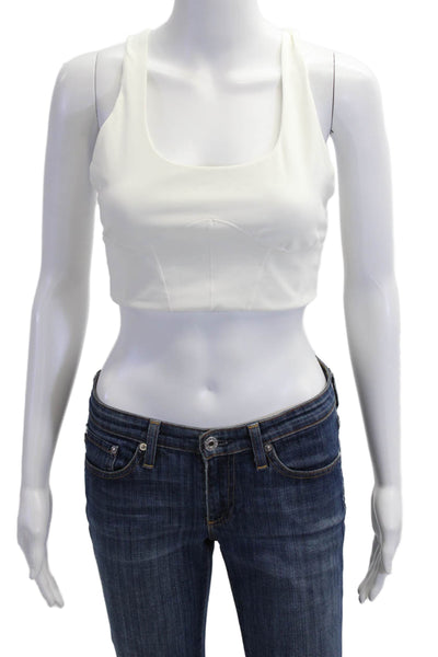 FP Movement Womens Scoop Neck Lined Sleeveless Sports Bra White Size M
