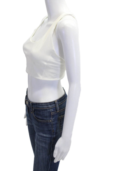 FP Movement Womens Scoop Neck Lined Sleeveless Sports Bra White Size M