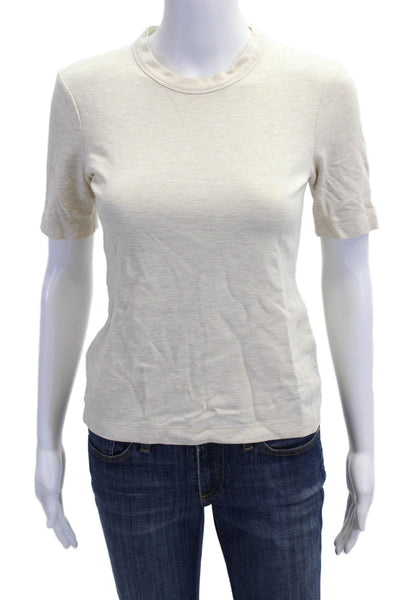 Club Monaco Women Basic T-Shirt Beige Crew Neck Short Sleeve Solid Size XS