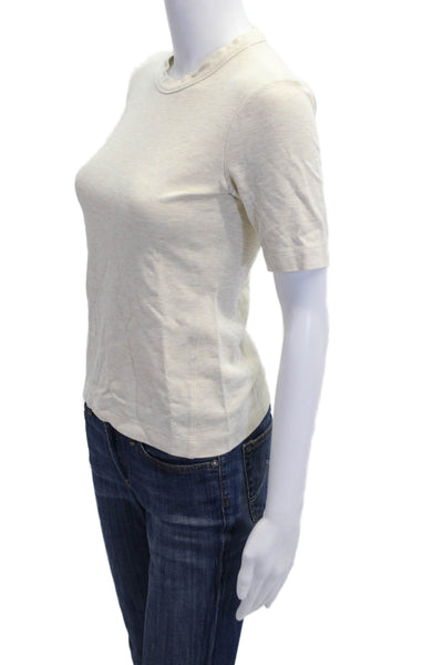 Club Monaco Women Basic T-Shirt Beige Crew Neck Short Sleeve Solid Size XS