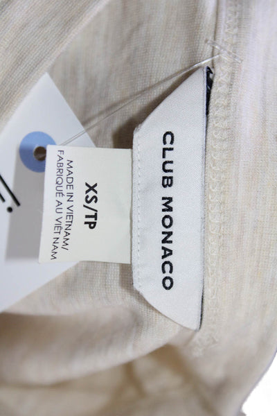 Club Monaco Women Basic T-Shirt Beige Crew Neck Short Sleeve Solid Size XS