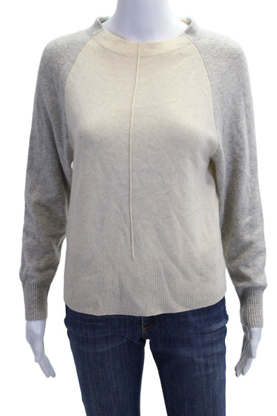 Vince Womens 100% Cashmere Pullover Sweater Beige Crew Neck Size 2XS