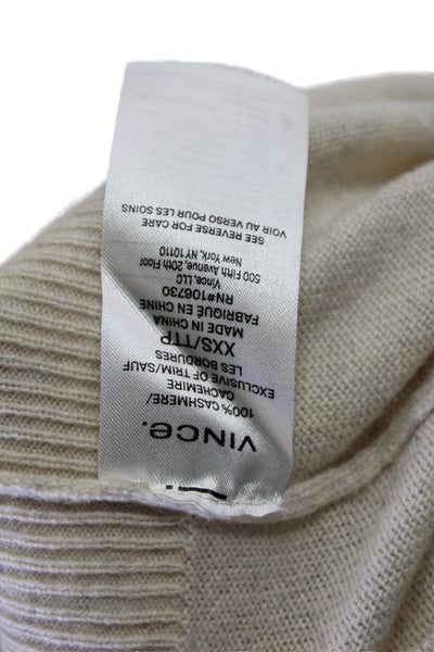 Vince Womens 100% Cashmere Pullover Sweater Beige Crew Neck Size 2XS