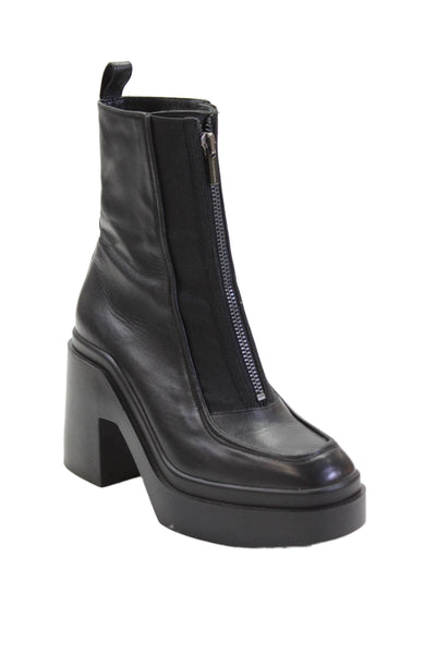 Clergerie Womens Leather Square Toe Zip Up Platform Boots Black Size 36.5 6.5