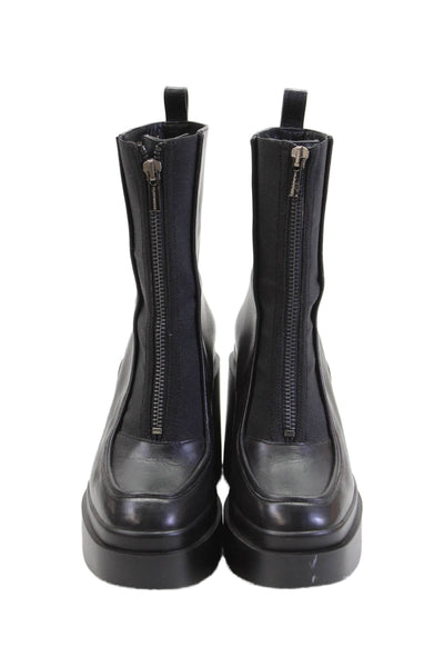 Clergerie Womens Leather Square Toe Zip Up Platform Boots Black Size 36.5 6.5