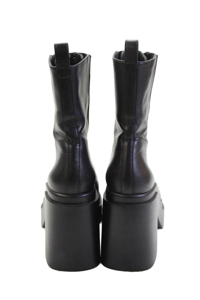 Clergerie Womens Leather Square Toe Zip Up Platform Boots Black Size 36.5 6.5