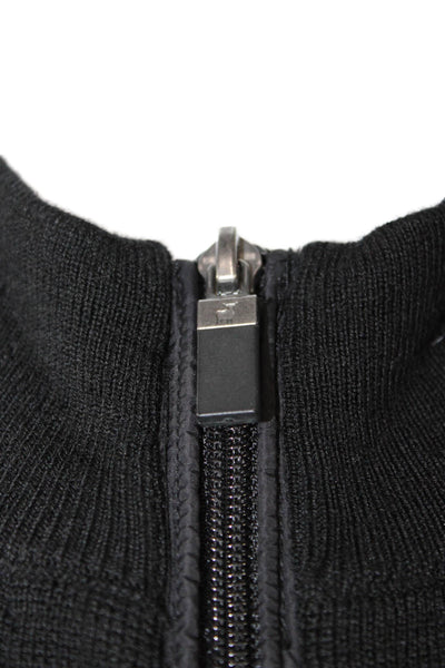 Raffi Mens Quilted Vest Black High Neck Zip 50% Wool 50% Acrylic Size L