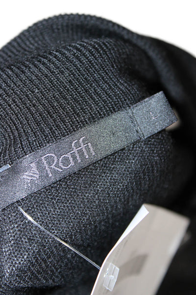 Raffi Mens Quilted Vest Black High Neck Zip 50% Wool 50% Acrylic Size L