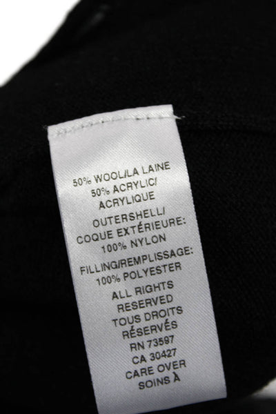 Raffi Mens Quilted Vest Black High Neck Zip 50% Wool 50% Acrylic Size L